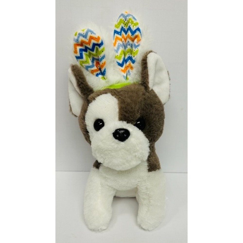 Walmart Small Puppy Plush with Sparkly Bunny Ears Grey White Easter Dog 346291